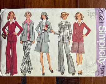 Vintage Simplicity 5921 naaipatroon, jas, rok, broek maat 20, ongesneden