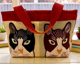 The Paragon Cat-draagtas voor kattenliefhebbers, schoudertas van gewatteerde stof met ritssluiting
