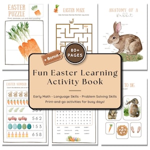 Easter Activity Book for Kids, Easter Printable Activity, Printable Spring Activities, Toddler & Preschool Worksheet, Easter Learning Bundle