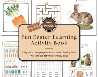 Oster-Buch für Kinder, druckbare Osteraktivität, druckbare Frühlingsaktivitäten, Kleinkind- und Vorschul-Arbeitsblatt, Oster-Lernpaket