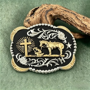 Cowboy Kneeling at the Cross Buckle - Etsy display picture 3