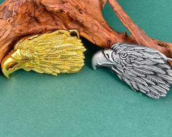 3D Eagle Head Belt Buckle, Gold Silver Western Biker Accessory Fits 1.5" Belts