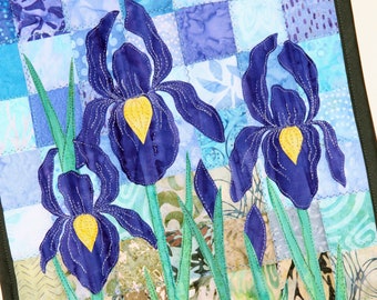 Batik Iris Quilted Wall Hanging / Art Quilt, Pattern or Kit, by PingWynny