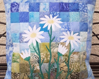 Batik Daisies Quilted Cushion Cover Kit, by PingWynny