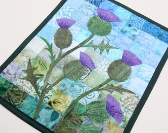 Batik Thistle Quilted Wall Hanging / Art Quilt, Pattern or Kit, by PingWynny