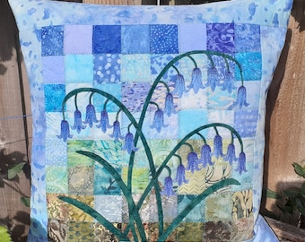 Batik Bluebells Quilted Cushion Cover Kit, by PingWynny