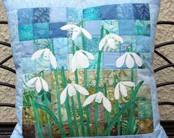 Batik Snowdrops Quilted Cushion Cover Kit, by PingWynny