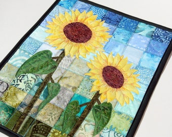 Batik Sunflowers Quilted Wall Hanging / Art Quilt, Pattern or Kit, by PingWynny