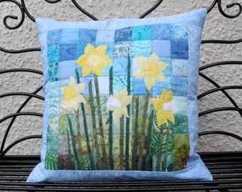 Batik Daffodils Quilted Cushion Cover Kit, by PingWynny