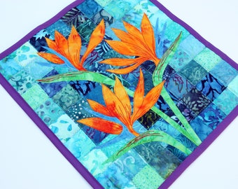Batik Birds of Paradise Quilted Wall Hanging / Art Quilt, Pattern or Kit, by PingWynny