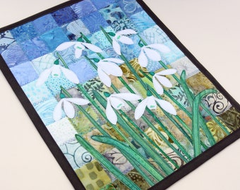 Batik Snowdrop Quilted Wall Hanging / Art Quilt, Pattern or Kit, by PingWynny