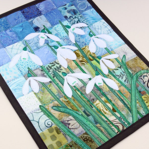 Batik Snowdrop Quilted Wall Hanging / Art Quilt, Pattern or Kit, by PingWynny