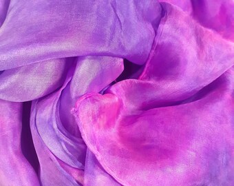 Hand Dyed Purple Silk Scarf