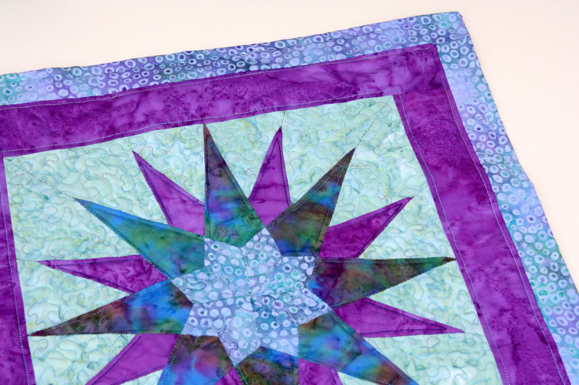 SALE Mariners Compass Batik Quilted Wall Hanging / Mini Art Etsy