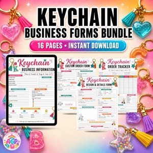Keychain Business Forms Bundle Printable Order, Inventory, Sales, Expense & Payment Trackers PDF