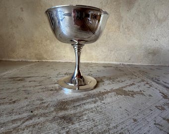 Vintage midden van de eeuw moderne Italiaanse verzilverde champagne dessertschaal op voet