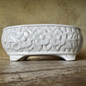 Vintage White Ceramic Footed Planter or Jardiniere