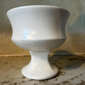 Vintage McCoy USA White Pedestal Planter, Mid Century Modern Ceramic Urn Chalice Bowl