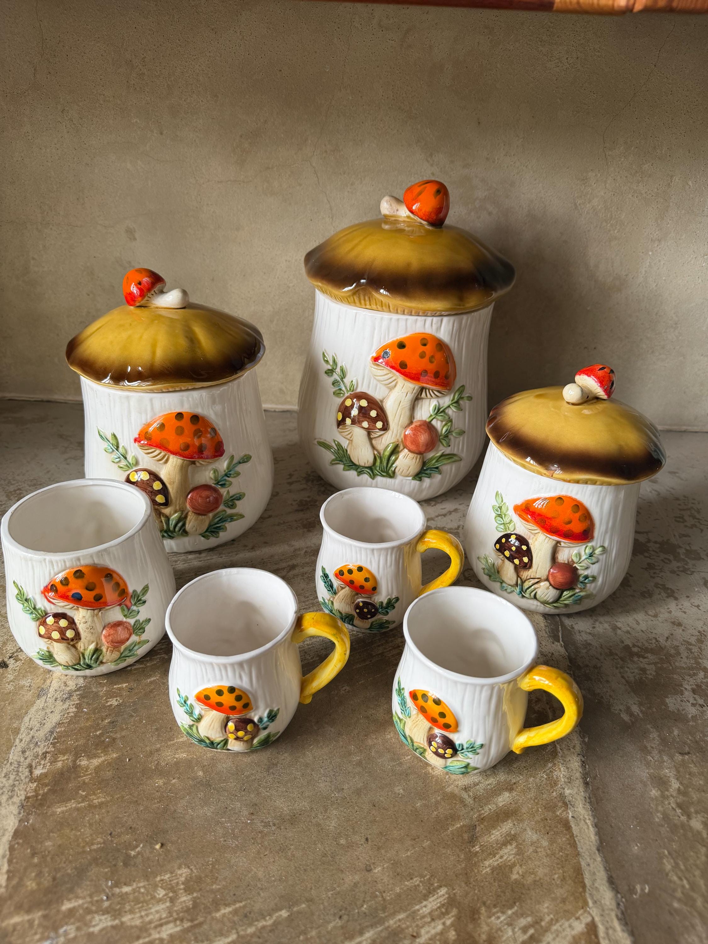 Mushroom Canister Set 1970s - Etsy