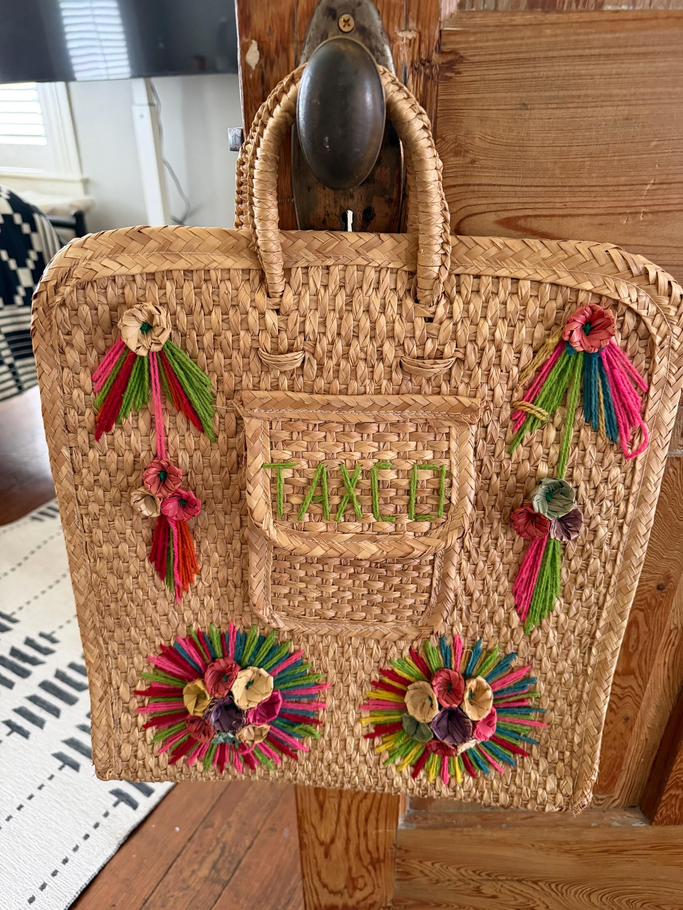 Vintage 70’s 60’s raffia sisal straw bag purse backpack southwest boho western 70 main image 2