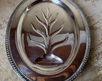 Vintage Wm Rogers Silverpläterad köttfat "Livets träd" bricka