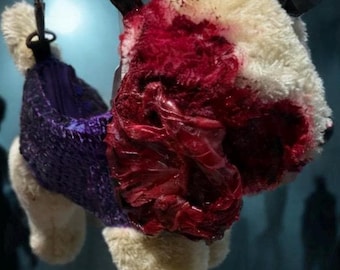 Mangled puppy-portemonnee – griezelige horror-handtas, verontruste pluche hondentas – Gothic Oddity-accessoire