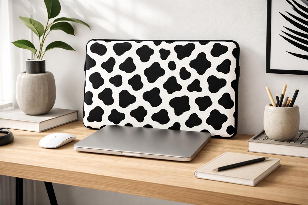 Cow Print Laptop Sleeve 15.6 Inch | Waterproof EVA Padded MacBook Case ...