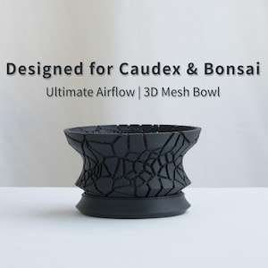 3D Printed CrackBowl Planter | Modern Black Agave, Caudex, Bonsai Pot