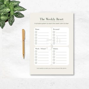 Minimaler Wochenplaner Printable | Wöchentlicher Kalender | Heim- und Aufgabenplaner für fleißige Mütter