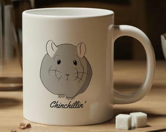 Taza de café Chinchilla de 590 ml (20 oz) - Chinchillin - Taza de cerámica apta para microondas y lavavajillas