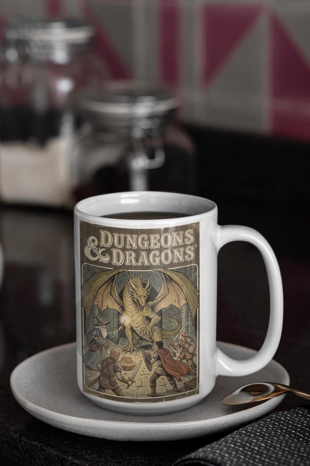 Dungeons & Dragons Dragon Battle Mug | RPG Fantasy Coffee Cup 15oz ...