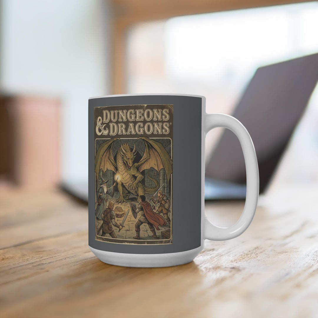 Dungeons & Dragons Dragon Battle Mug | RPG Fantasy Coffee Cup 15oz - Etsy
