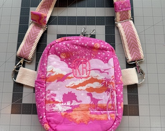 Quilted Dinosaur Crossbody Bag with Custom Monogram