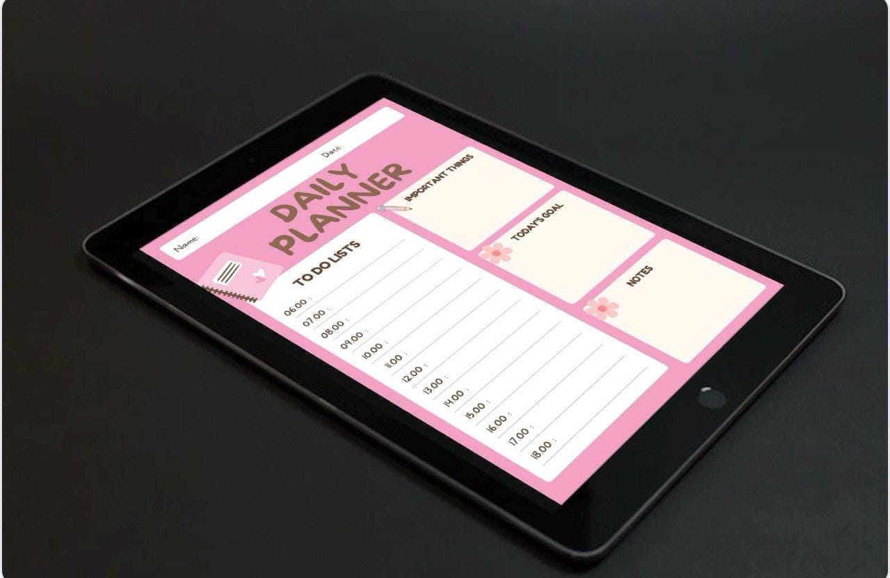 Pastel Pink Daily Planner Printable Canva Template | Minimalist ...