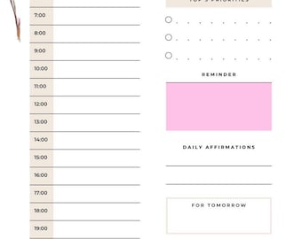 Minimalist Daily Schedule Planner Printable, Productivity To Do List (A4, A5, Letter)