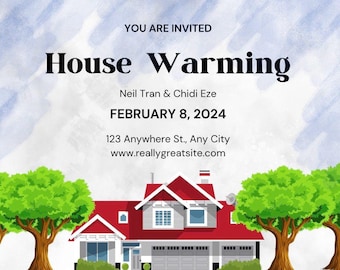 Editable Housewarming Invitation Template, Modern Cozy Home Invite (Canva)