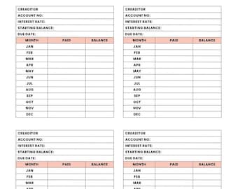 Debt Payment Tracker Printable | Editable Debt Snowball PDF (Digital Download)