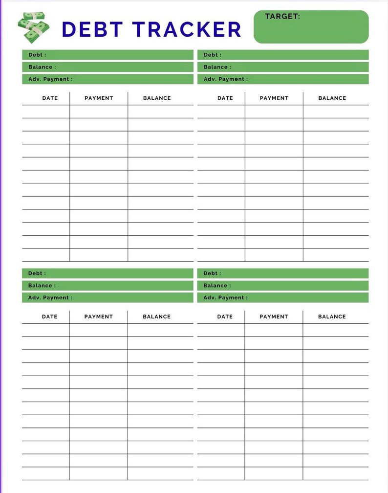 Debt Payment Tracker Printable Canva Template | Editable PDF Finance ...