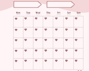 Pastel Pink Monthly Planner Template | Editable Canva Calendar PDF (Instant Download)