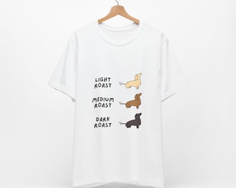 Dachshund Coffee Roast Illustration Tee | Lightweight Cotton Dog Lover Shirt