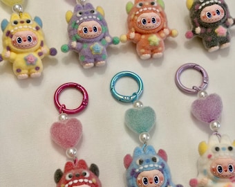 Back in Stock!! Adorable Monster Keychain,  Colorful Bag Charm Gift, Handmade bubu keyring