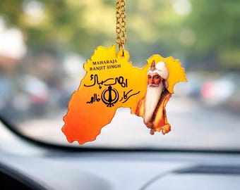 Maharaja Ranjit Singh Car Hanging, Nishan Sahib Dashboard Flaggor, Sikh Decor Combo