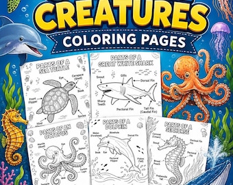 Disegni da colorare di creature marine, Rivista di anatomia e biologia marina (Download digitale)