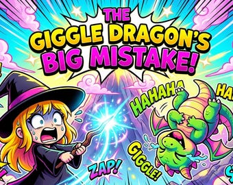 Giggle Dragon Chaos Art – Poster in stile cartone animato fantasy e stravagante (Download digitale)