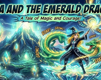 Stampa fantasy del Drago di Smeraldo – Opera d'arte mistica e magica (Download digitale)