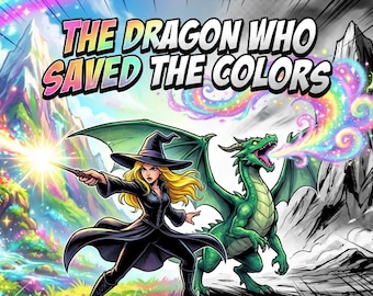 Illustrazione di una strega drago fantasy - Salvataggio sulla Montagna Arcobaleno (Download digitale)