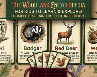 96 schede didattiche sugli animali del bosco per bambini (download digitale)