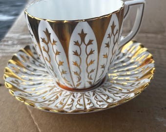 Royal Chelsea, Gold & White, "Gothic pattern" Tea Set