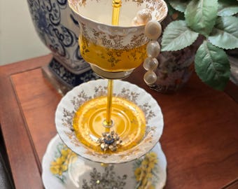 Up cycled heirloom china jewelry stand, dessert tray, centerpiece, home decor, gift, etc.