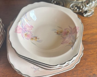 RARE Vintage Mid-Century Shell Pink set made by Royal China Co. Sebring, OH
